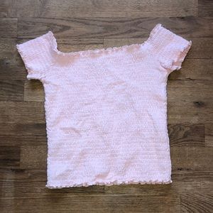 Light pink off the shoulder Hollister top